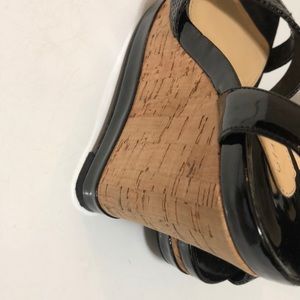 Gianni Bini Black Patent Leather Wedges